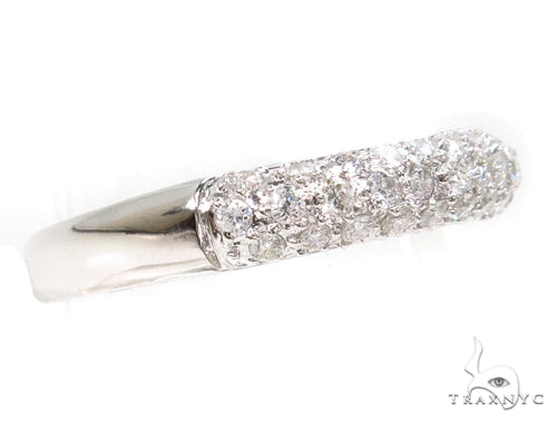 Womens 14k white gold diamond wedding band – front view showing diamond-set band profile