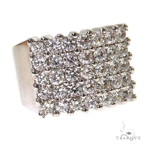 Men's prong-set round diamond ring – multi-stone setting, front view
