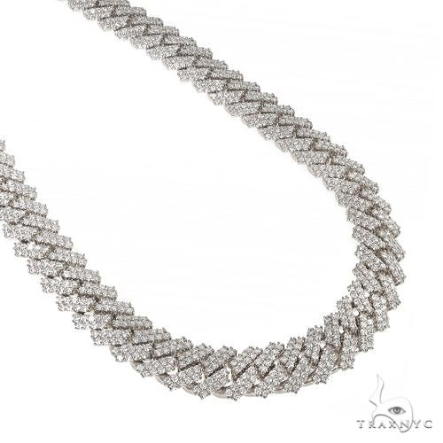 White gold Prong Set Diamond Miami Cuban chain with iced links and secure clasp