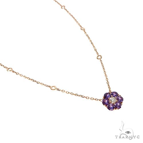 14K Gold Purple Sapphire Flower Necklace, photo 2 of 5