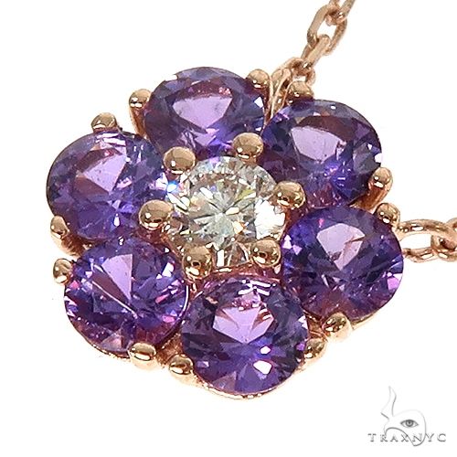 14K Gold Purple Sapphire Flower Necklace, photo 3 of 5