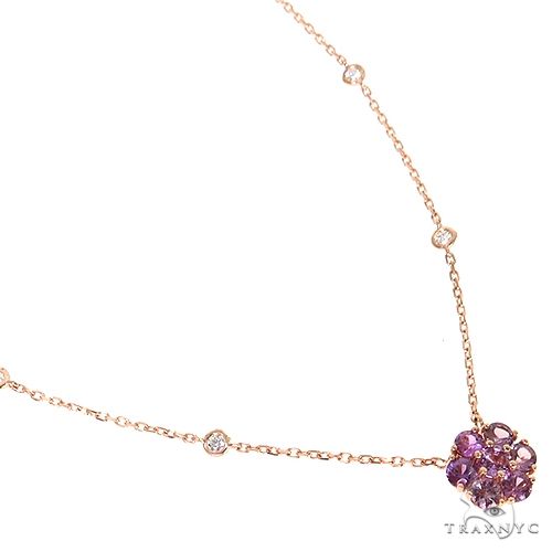 14K Gold Purple Sapphire Diamond Flower Necklace, photo 2 of 5