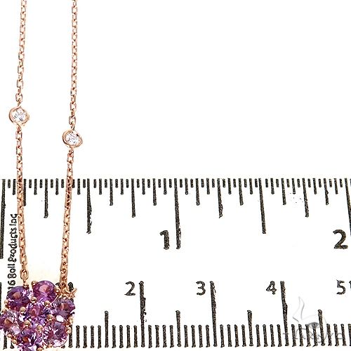 14K Gold Purple Sapphire Diamond Flower Necklace, photo 5 of 5