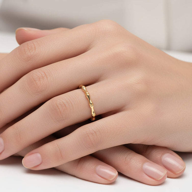 Gold Bamboo Ring, view 6