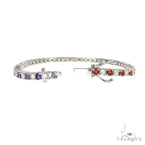 Rainbow Diamond Sapphire Tennis Bracelet 67109 - Image 4