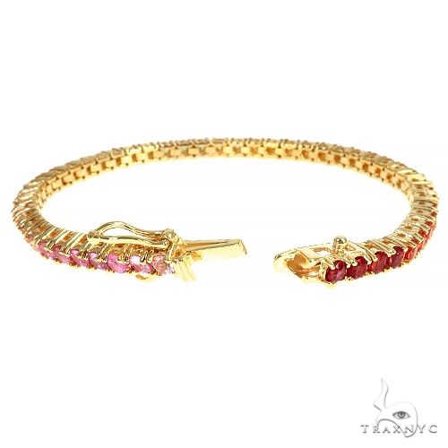 14K Gold 10 Pointer Rainbow Sapphire Tennis Bracelet, photo 4 of 6