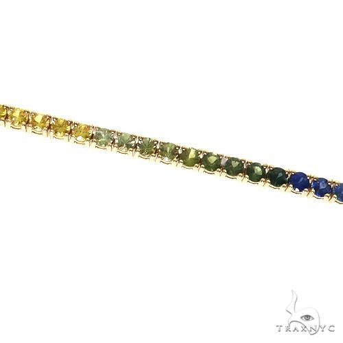 14K Gold Rainbow Sapphire Tennis Bracelet, photo 3 of 6