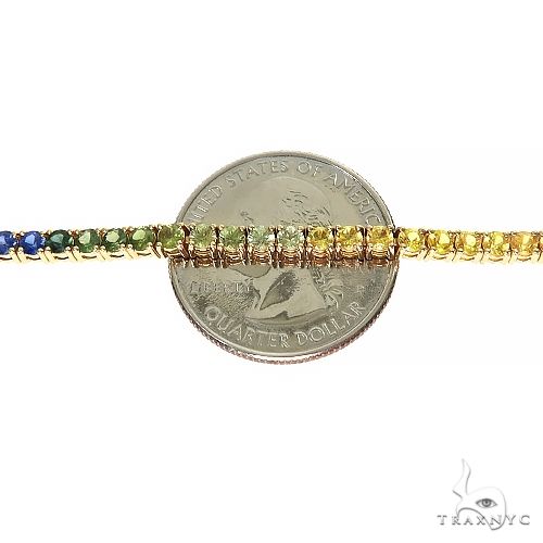 14K Gold Rainbow Sapphire Tennis Bracelet, photo 4 of 6