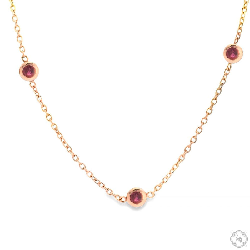 14K Gold Red Sapphire Bezel Necklace, photo 3 of 5