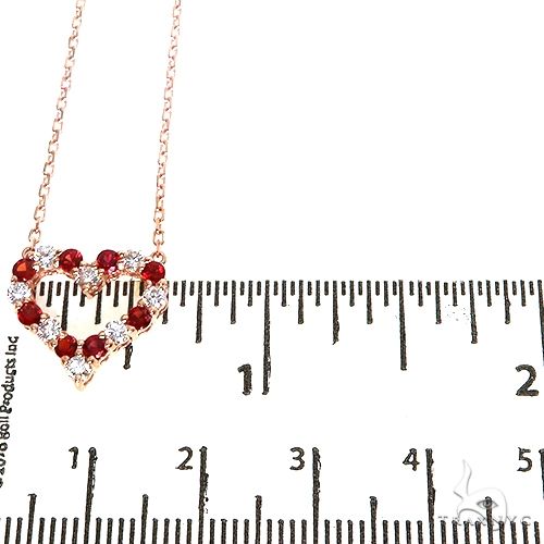 14K Gold Red Sapphire Diamond Heart Necklace, photo 6 of 7