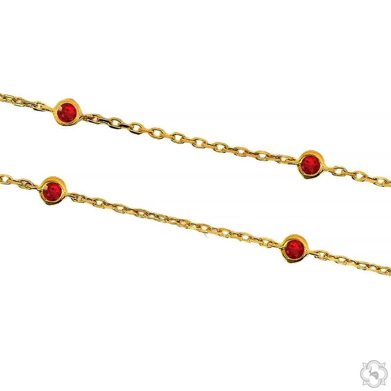 14K Gold Red Sapphire Flower Necklace, photo 3 of 5