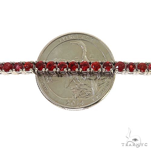 14K Gold Red Sapphire Tennis Bracelet 3mm 8 Inches, view 3