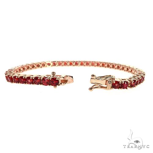 14K Gold Red Sapphire Tennis Bracelet, photo 2 of 6