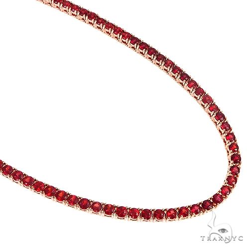 Red Sapphire Tennis Chain in 14K gold, view 2
