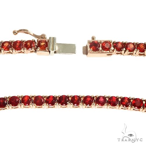 Red Sapphire Tennis Chain in 14K gold, view 4