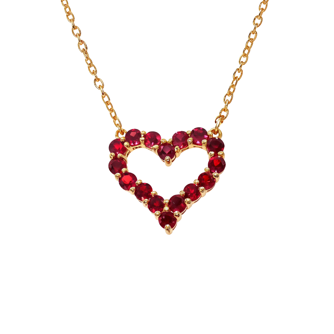 Red Sapphire Heart Necklace 67485 | TraxNYC