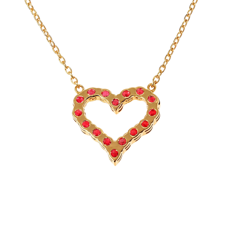 14K Gold Red Sapphire Heart Necklace, photo 4 of 5