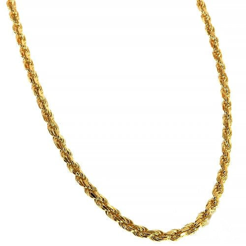 10K yellow gold rope chain, 2.5mm, twisted links