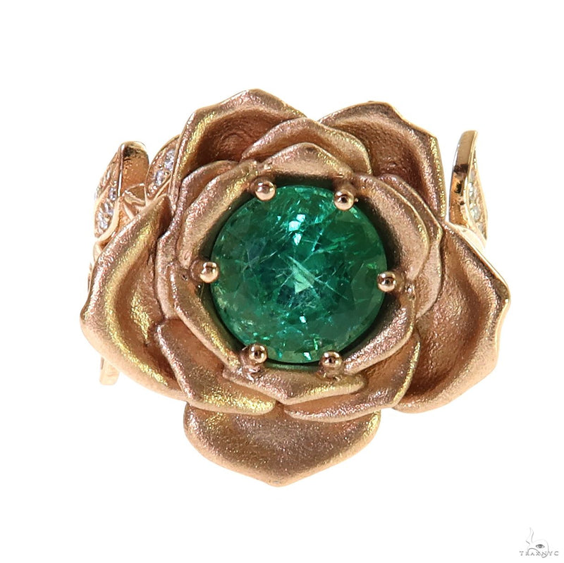 14K Gold Rose Garden Emerald Ring, photo 2 of 7