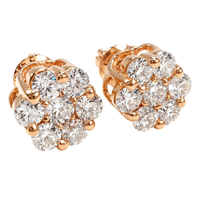 18K Gold VS Diamond Flower Studs, photo 3 of 4