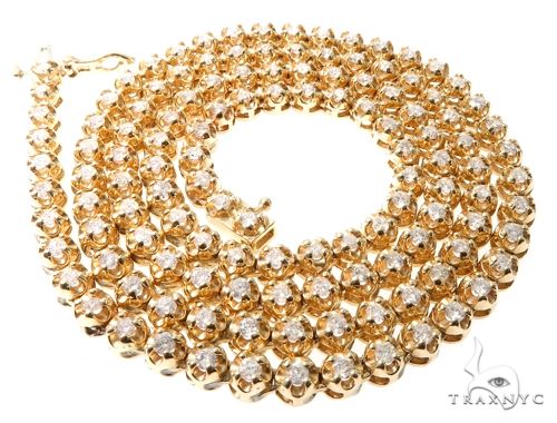 14K Gold Round Cut Prong Diamond Chain 22 Inches 4mm, photo 8 of 9