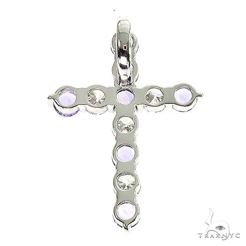 14K Gold Royal Purple Sapphire Diamond Cross, photo 4 of 5