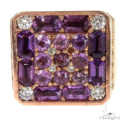 14K Gold Royal Sapphire Diamond Pinky Ring, photo 2 of 6