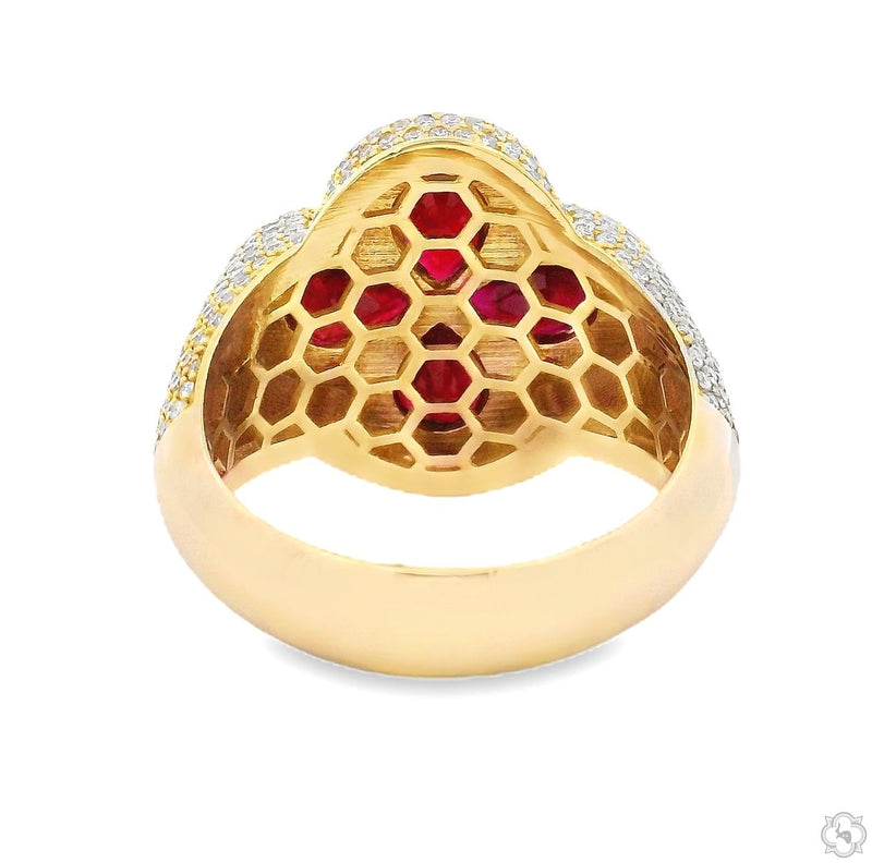 10K Gold Ruby Clover Diamond Ring, photo 5 of 7