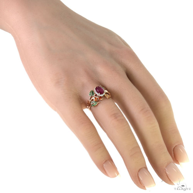 14K Gold Ruby Flower Ring, photo 6 of 7