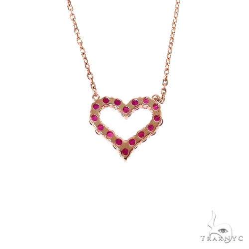 14K Gold Ruby Heart Necklace, photo 4 of 6