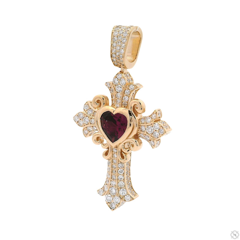 14K Gold Sacred Heart Cross Pendant, photo 4 of 7