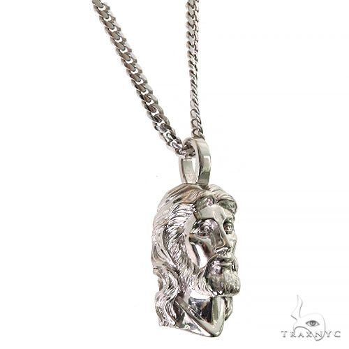 Sacred Visage Jesus Pendant Set .925 Silver 69619 - Image 2