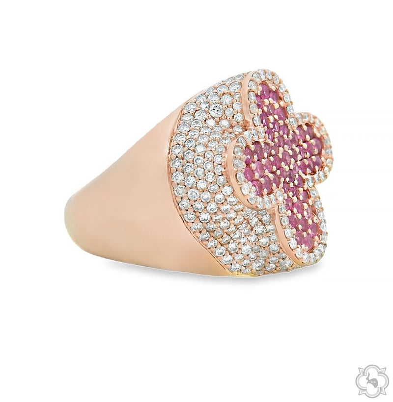 14K Gold Sapphire Cross Diamond Ring, photo 4 of 7