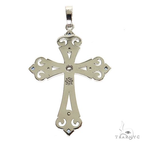 14K Gold Moonlight Sapphire Diamond Cross Pendant, photo 4 of 7