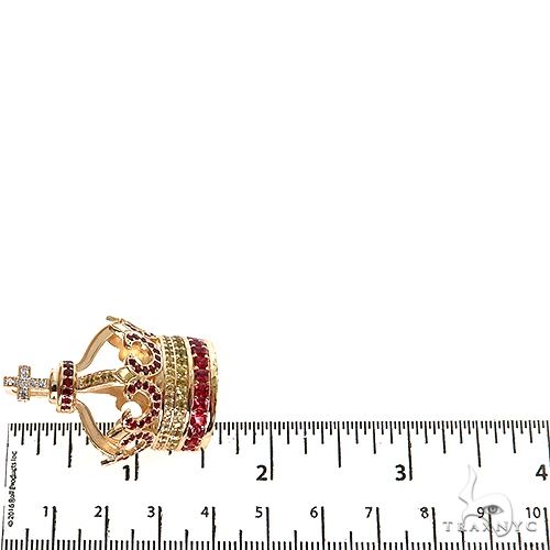 14K Gold Sapphire Diamond Crown Pendant, photo 6 of 7