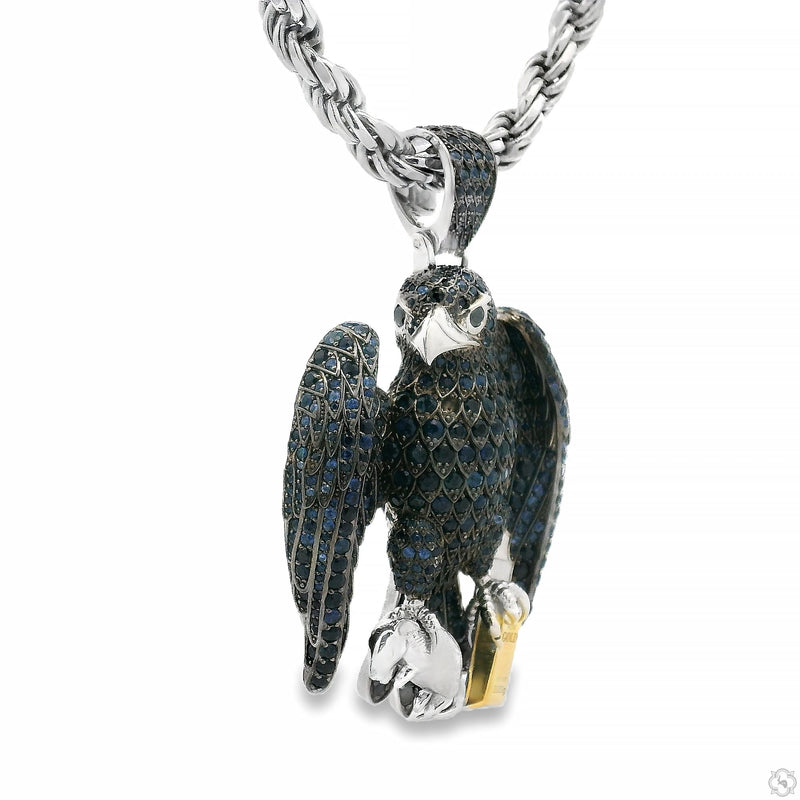 Sapphire Hawk Pendant & Rope Chain Set, photo 3 of 12