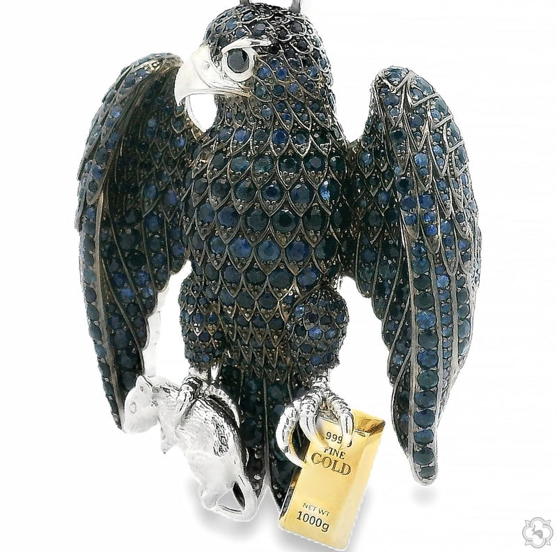 Sapphire Hawk Pendant & Rope Chain Set, photo 5 of 12