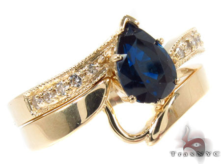 flawless sapphire Saturn Ring Set 30643 - Image 1