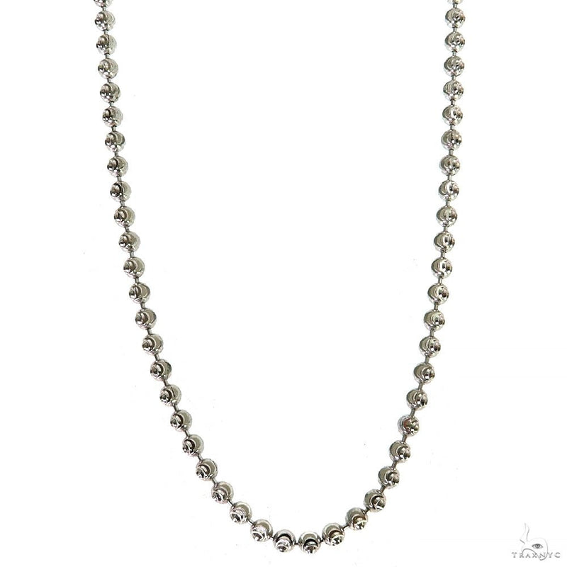 24-inch silver moon cut link chain for men, 3mm thickness, polished finish