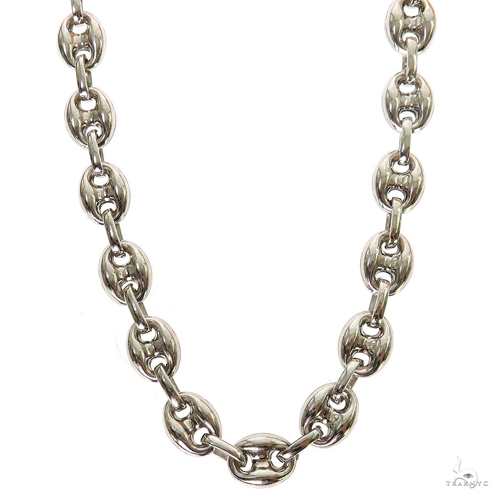 Silver Semi-Solid Puffed Mariner Link Chain 7mm 22 Inches 69808