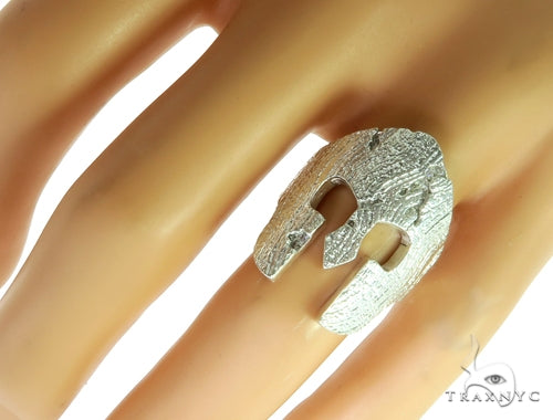 Silver Spartan Mask TraxNYC Prong Diamond Ring, photo 10 of 10