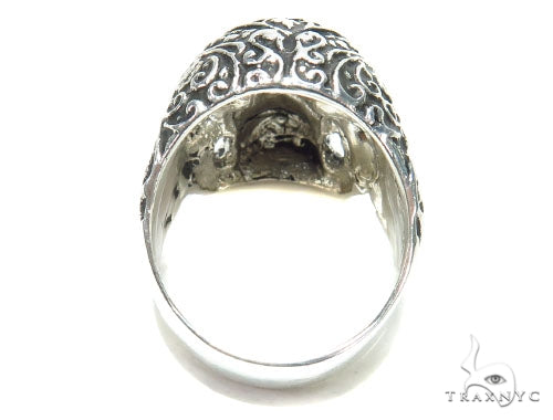 Skull Bezel Ruby Silver Ring, photo 5 of 6