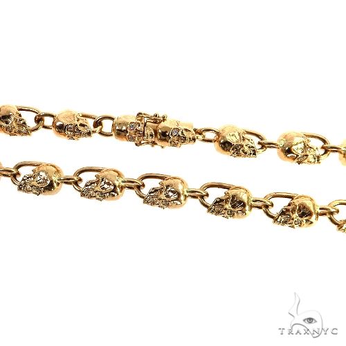 14K Gold Skull Head Links Lab-Grown Diamond Chain, photo 3 of 7