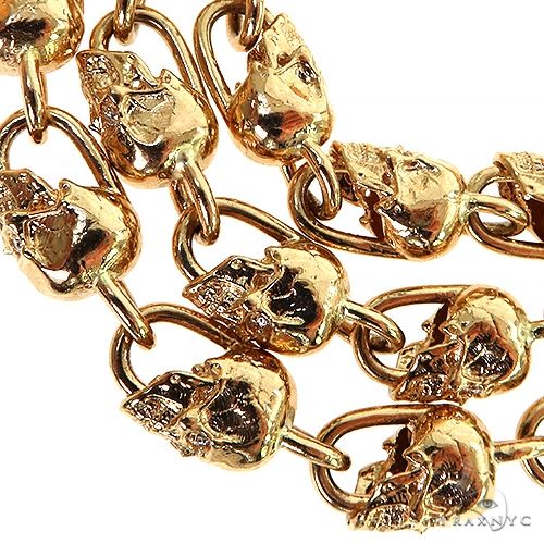 14K Gold Skull Head Links Lab-Grown Diamond Chain, photo 5 of 7
