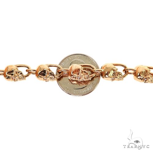 14K Gold Skull Head Links Lab-Grown Diamond Chain, photo 6 of 7