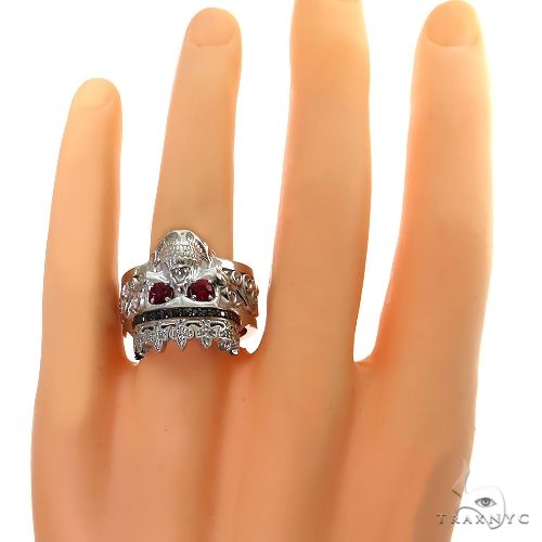 Platinum 0.98 Ctw Lab-Grown Diamond Skull Sovereign Crown Ring, view 5