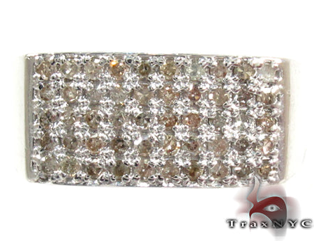 Slim silver men's ring with rectangular diamond pavé setting