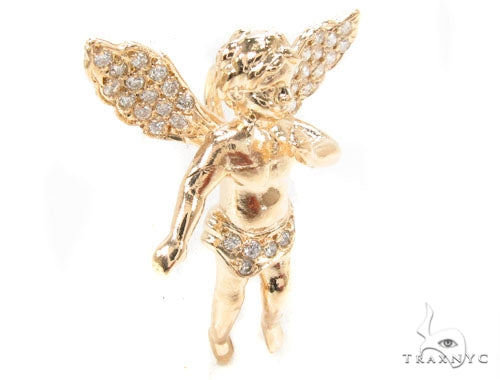 Small 14K Gold Diamond Angel Pendant, photo 3 of 8