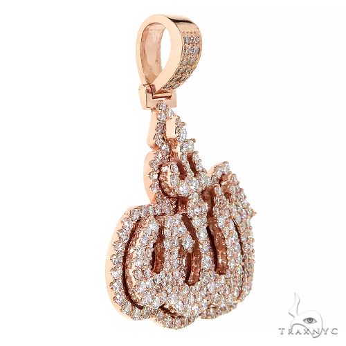 Rose gold pendant shaped as Arabic word Allah covered with small sparkling diamonds