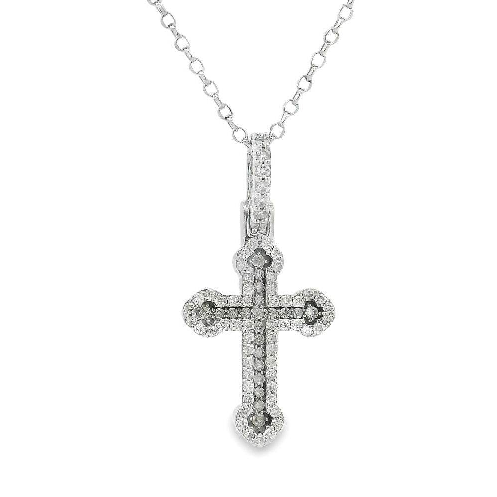 Small Diamond Cross Pendant Set 70874 | TraxNYC